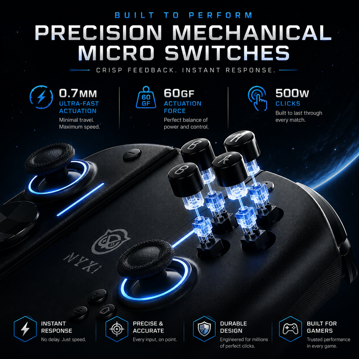 NYXI Hyperion 3 ergonomic split controller design